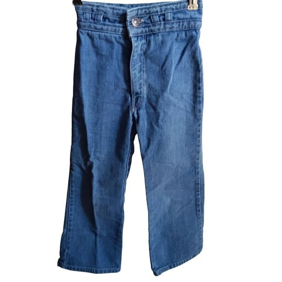 Vintage 1970's Girls 6 6X 18x18 Hippie Bareback Disco Hippy Jeans Stretch Indigo - Picture 2 of 4